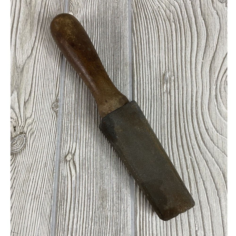 Vintage Sharpening Stone Whetting File Brown Wood Handle 9 inch